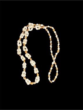 Boho style seashell necklace 36”